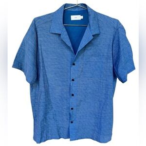 Onia / Men's Blue Short Sleeve Button Down Shirt, Size Large